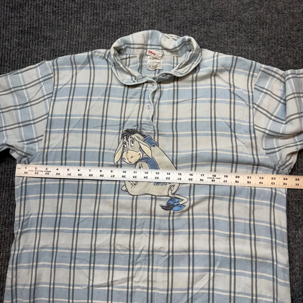 VTG Disney Winnie Pooh XL 90s Plaid Nightshirt Eeyore Embroidered Sleep Dress - Picture 4 of 10
